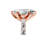 Rose gold Marquise Solitaire with Side Baguettes and Channel Set Band_29