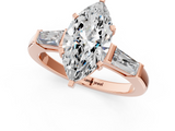 Rose gold Marquise Solitaire with Tapered Baguette Side Stones on a Classic Band with Four-Prong Setting_126