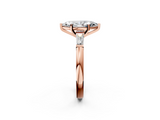 Rose gold Marquise Solitaire with Tapered Baguette Side Stones on a Classic Band with Four-Prong Setting_127