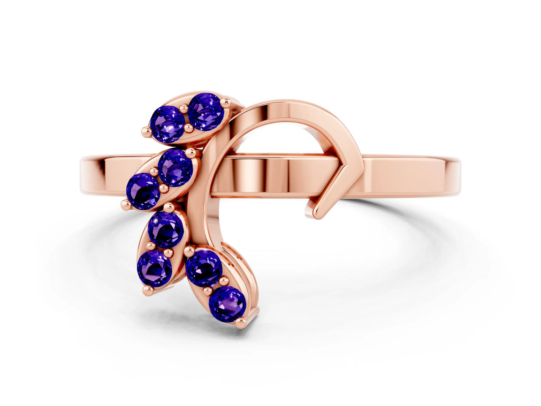 Rose gold Marquise Tanzanite Cluster Bypass Ring with Prong Setting_6