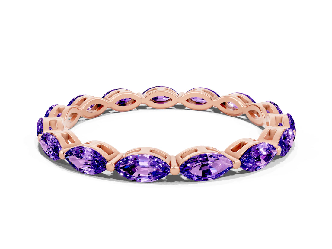 Rose gold Marquise Tanzanite Eternity Band with U-Prong Setting_12
