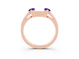 Rose gold Marquise Tanzanite Open Band Ring with Tension Setting_21