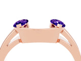Rose gold Marquise Tanzanite Open Band Ring with Tension Setting_22