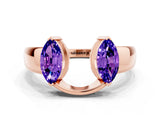 Rose gold Marquise Tanzanite Open Band Ring with Tension Setting_30