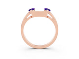 Rose gold Marquise Tanzanite Open Band Ring with Tension Setting_33