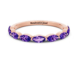 Rose gold Marquise Tanzanite Prong Set Half-Eternity Band_6