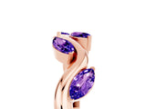 Rose gold Marquise Tanzanite Twisted Band with Prong Setting_11