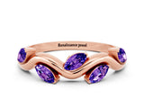 Rose gold Marquise Tanzanite Twisted Band with Prong Setting_6