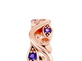 Rose gold Marquise Tanzanite Vine Eternity Band with Bezel Setting_11