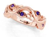 Rose gold Marquise Tanzanite Vine Eternity Band with Bezel Setting_7