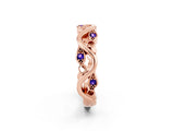 Rose gold Marquise Tanzanite Vine Eternity Band with Bezel Setting_8