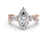 Rose gold Marquise Three-Stone Diamond Ring with Pavé Split Shank and Four-Prong Setting_105