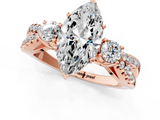 Rose gold Marquise Three-Stone Diamond Ring with Pavé Split Shank and Four-Prong Setting_106