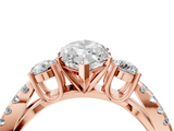 Rose gold Marquise Three-Stone Diamond Ring with Pavé Split Shank and Four-Prong Setting_109