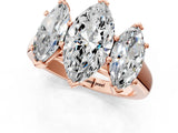 Rose gold Marquise Three-Stone Diamond Ring with Prong Setting on a Classic Band_16