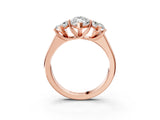 Rose gold Marquise Three-Stone Diamond Ring with Prong Setting on a Classic Band_18