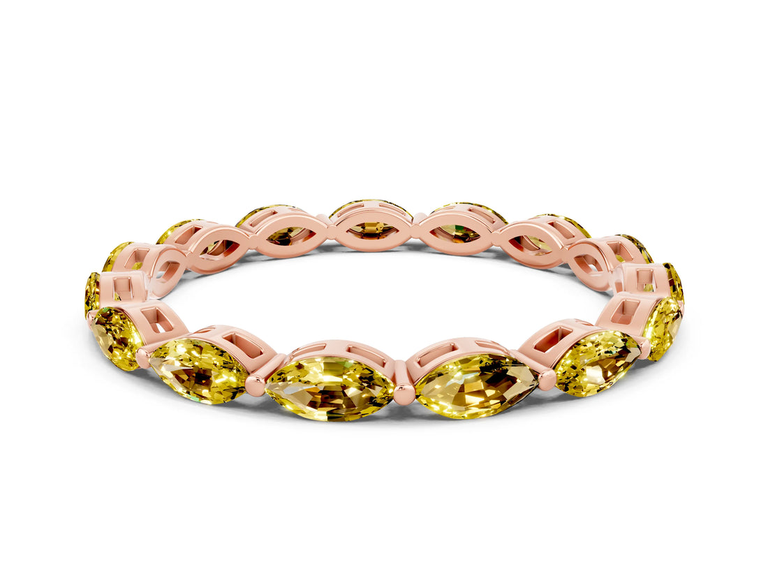 Rose gold Marquise Yellow Sapphire Eternity Band with U-Prong Setting_72