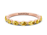 Rose gold Marquise Yellow Sapphire Half Eternity Band with Prong Setting_18