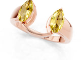 Rose gold Marquise Yellow Sapphire Open Band Ring with Tension Setting_19