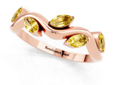 Rose gold Marquise Yellow Sapphire Twisted Band with Prong Setting_19