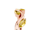Rose gold Marquise Yellow Sapphire Twisted Band with Prong Setting_23
