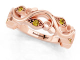 Rose gold Marquise Yellow Sapphire Vine Eternity Band with Bezel Setting_7