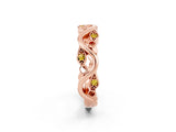 Rose gold Marquise Yellow Sapphire Vine Eternity Band with Bezel Setting_8