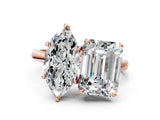 Rose gold Marquise and Emerald Cut Toi Moi Ring with Prong Setting_50