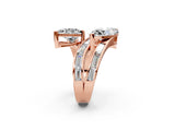 Rose gold Marquise and Pear Diamond Toi Moi Ring with Baguette Diamond Accents_14