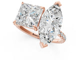 Rose gold Marquise and Princess Toi Moi Ring with Prong Setting and Micro Pave Band 2