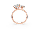 Rose gold Marquise and Princess Toi Moi Ring with Prong Setting and Micro Pave Band 4