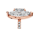 Rose gold Marquise and Princess Toi Moi Ring with Prong Setting and Micro Pave Band