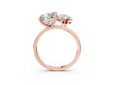 Rose gold Marquise and Princess Toi Moi Ring with Prong Setting and Plain Band 3