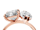 Rose gold Marquise and Princess Toi Moi Ring with Prong Setting and Plain Band 4