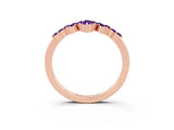 Rose gold Marquise and Round Amethyst Chevron Band with Prong Setting_9