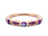 Rose gold Marquise and Round Amethyst Milgrain Band with Bezel Setting_6