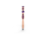 Rose gold Marquise and Round Amethyst Milgrain Band with Bezel Setting_8