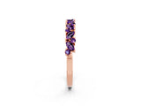 Rose gold Marquise and Round Amethyst Vine Eternity Band with Prong Setting_8