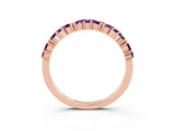 Rose gold Marquise and Round Amethyst Vine Eternity Band with Prong Setting_9