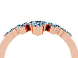 Rose gold Marquise and Round Aquamarine Chevron Band with Prong Setting_10