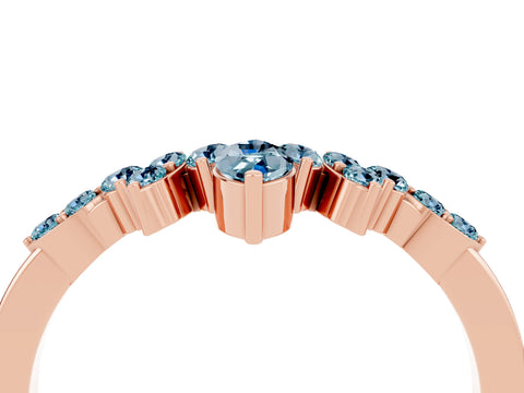 Rose gold Marquise and Round Aquamarine Chevron Band with Prong Setting_10