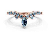 Rose gold Marquise and Round Aquamarine Chevron Band with Prong Setting_6