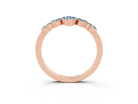 Rose gold Marquise and Round Aquamarine Chevron Band with Prong Setting_9