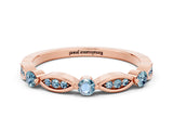 Rose gold Marquise and Round Aquamarine Milgrain Band with Bezel Setting_6