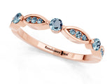 Rose gold Marquise and Round Aquamarine Milgrain Band with Bezel Setting_7