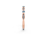 Rose gold Marquise and Round Aquamarine Milgrain Band with Bezel Setting_8