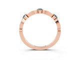Rose gold Marquise and Round Aquamarine Milgrain Band with Bezel Setting_9