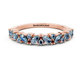 Rose gold Marquise and Round Aquamarine Vine Eternity Band with Prong Setting_6