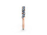 Rose gold Marquise and Round Aquamarine Vine Eternity Band with Prong Setting_8