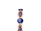 Rose gold Marquise and Round Blue Sapphire Milgrain Band with Bezel Setting_11
